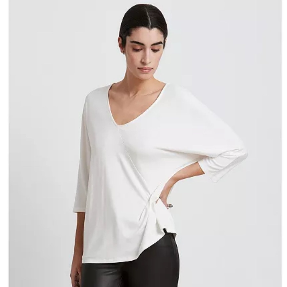 MARCELLA White V-Neck Assymetical Top